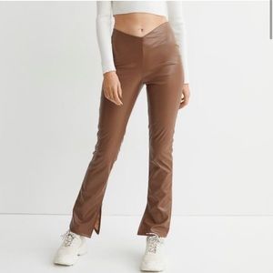 H&M Brown Faux Leather Leggings viral Tiktok leggings Size 4